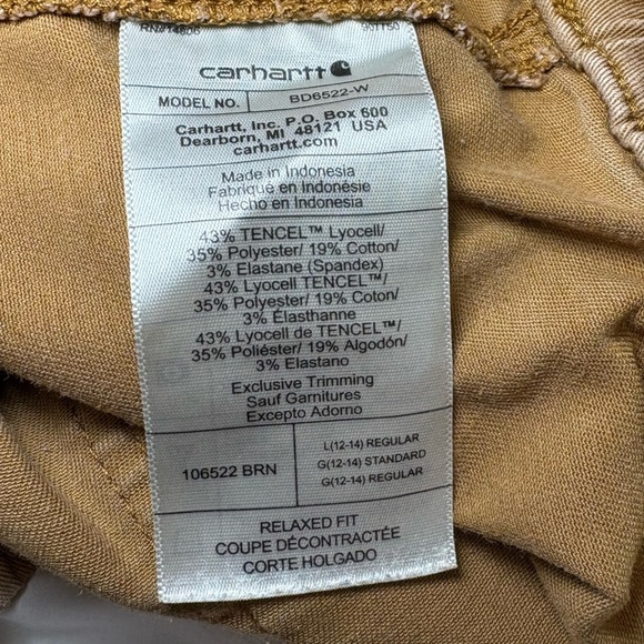 Carhartt Twill Cargo Tencel Women’s Large Joggers Rugged Flex Soft Natural Pants - Picture 8 of 8